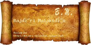 Bajári Malakiás névjegykártya